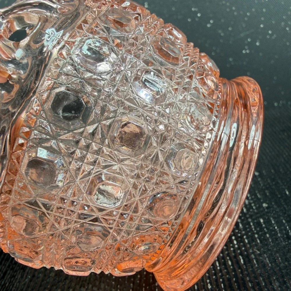 Vintage Pink Depression Glass Rose Bowl Daisy and Button Scalloped Rim 3 inch
